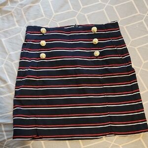 Tommy Hilfiger Black and Red Striped Mini Skirt